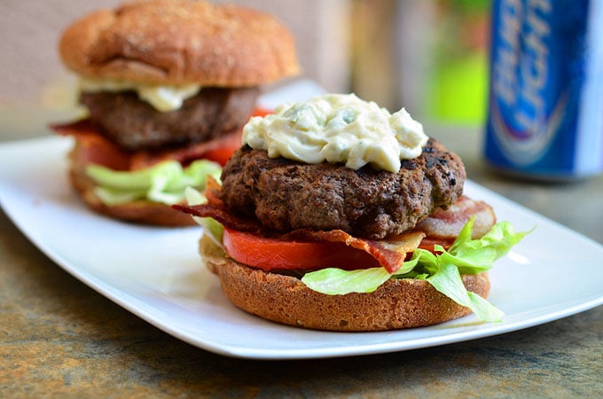 Buffalo Burgers with Bacon and Blue Cheese
