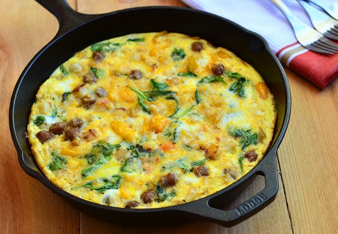 Sausage, Spinach, Peppers and Potato Frittata