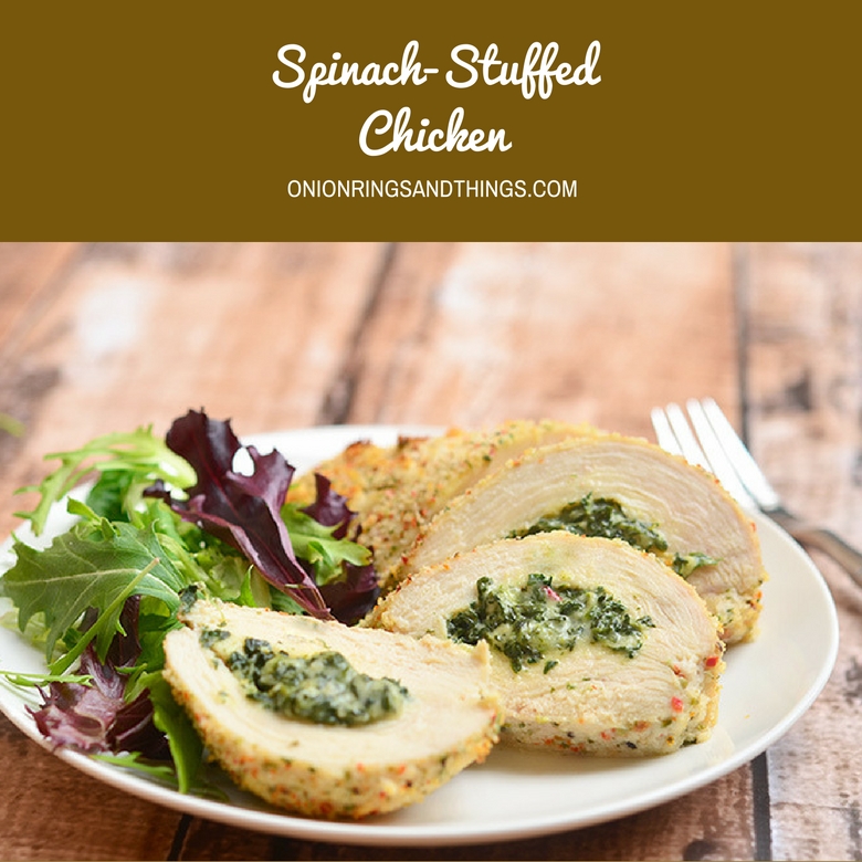Spinach-stuffed Chicken filled with a creamy spinach filling, coated with Panko crumbs, and then baked until beautifully golden. Pair with your favorite side dish for a delicious weeknight dinner meal.
