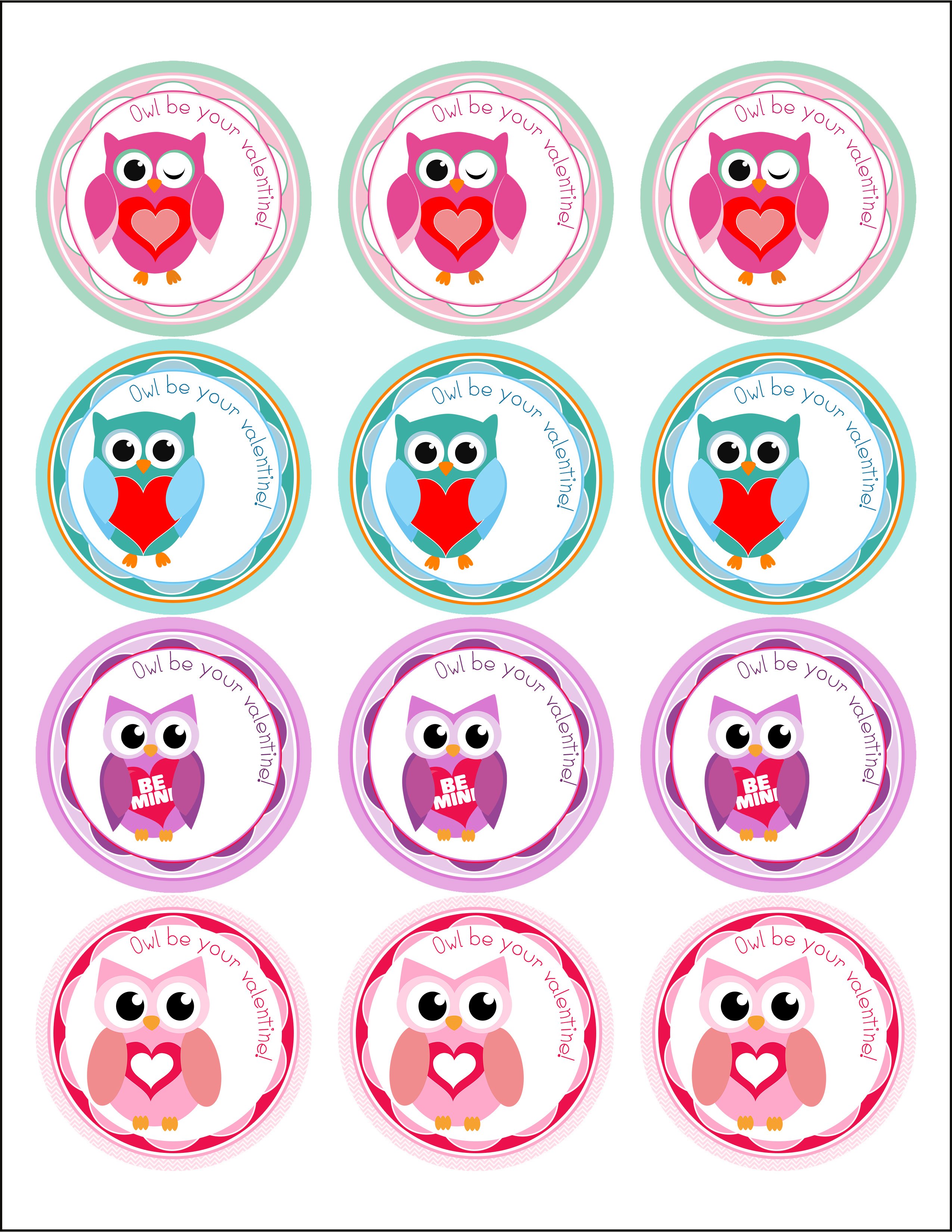 FREE Valentine's Day Owl Label and Treat Bag Topper Printables Onion