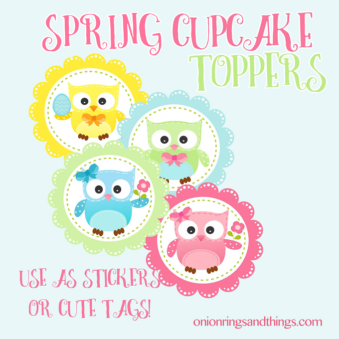 FREE Spring Owl Cupcake Toppers Printable
