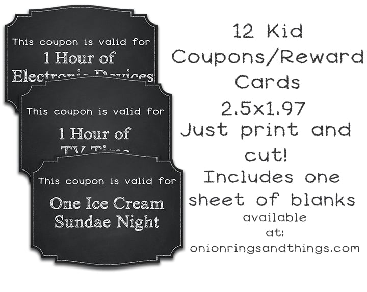 FREE Kids Reward Coupons Printables