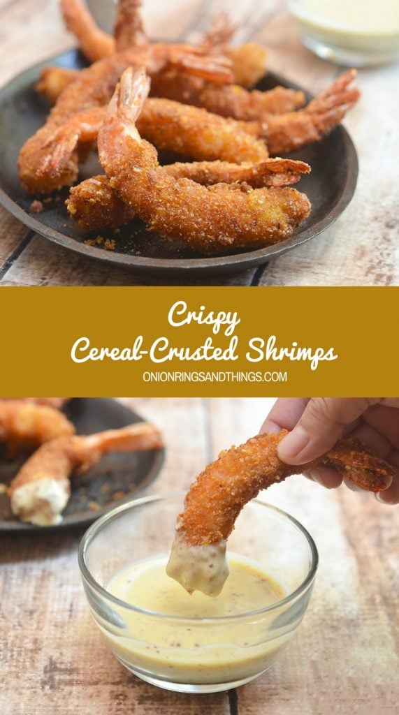 Golden and crunchy, these Crispy Cereal-Crusted Shrimps will definitely be the hit of the party. Pair them with a sweet and tangy Dijon honey mustard sauce and you'll have an appetizer guests can't get enough of!