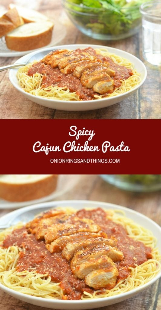 Spicy Cajun Chicken Pasta with a boldly flavored sauce and well-seasoned chicken over al dente angel hair is sure to be a hit with the crowd! Ready in 30 minutes and requiring basic pantry ingredients, it's the perfect weeknight dinner yet fancy enough for company.