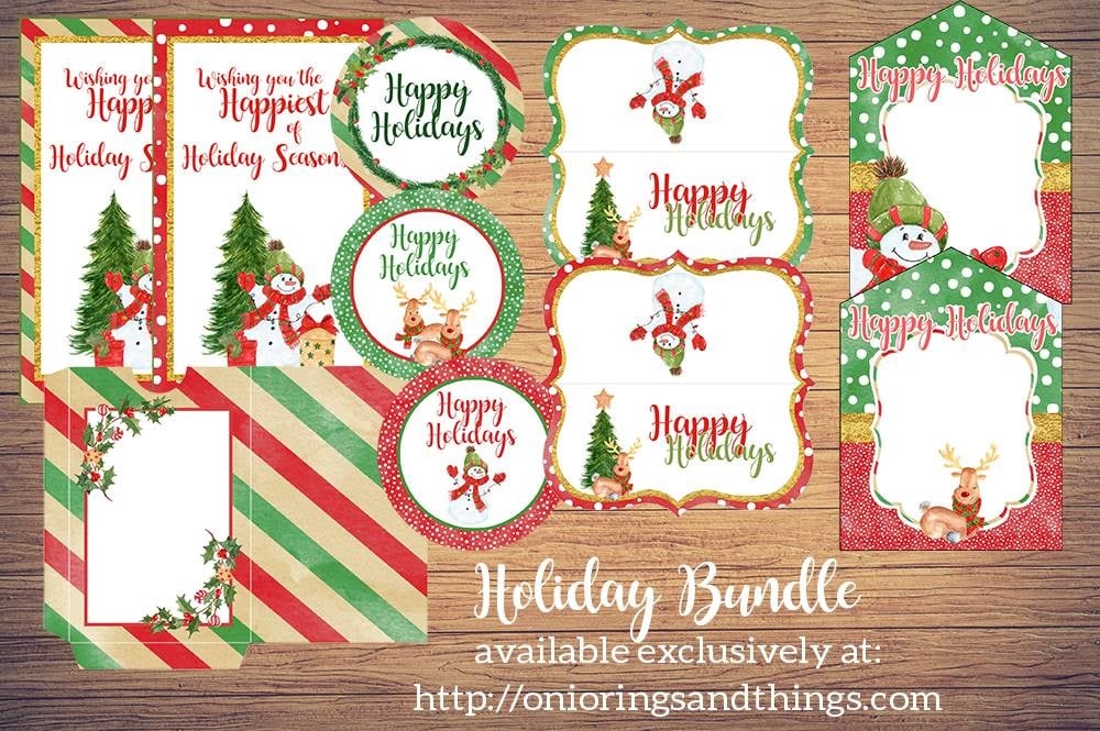 Christmas Gift Giving FREE Printables includes treat bag toppers, gift tags, mason jar stickers, gift card holders, cupcake toppers, and popcorn bag wrappers. Everything you need to spread some holiday cheer in style! 