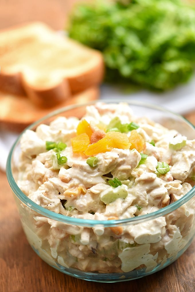 Serve up a delicious take on chicken salad with dried apricots and cashews.