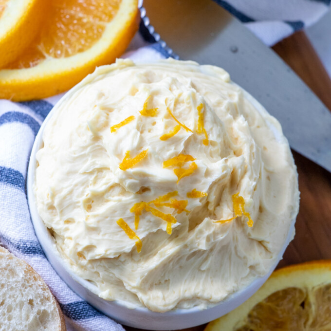Orange Butter in a white serving bowl