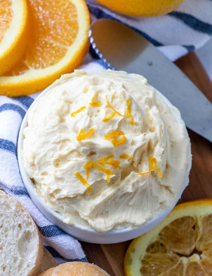 Orange Butter in a white serving bowl