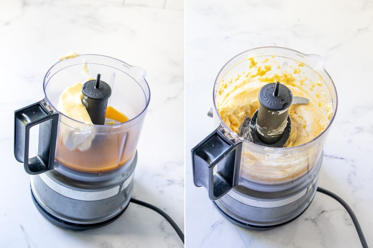 whipping butter and orange juice in a food processor