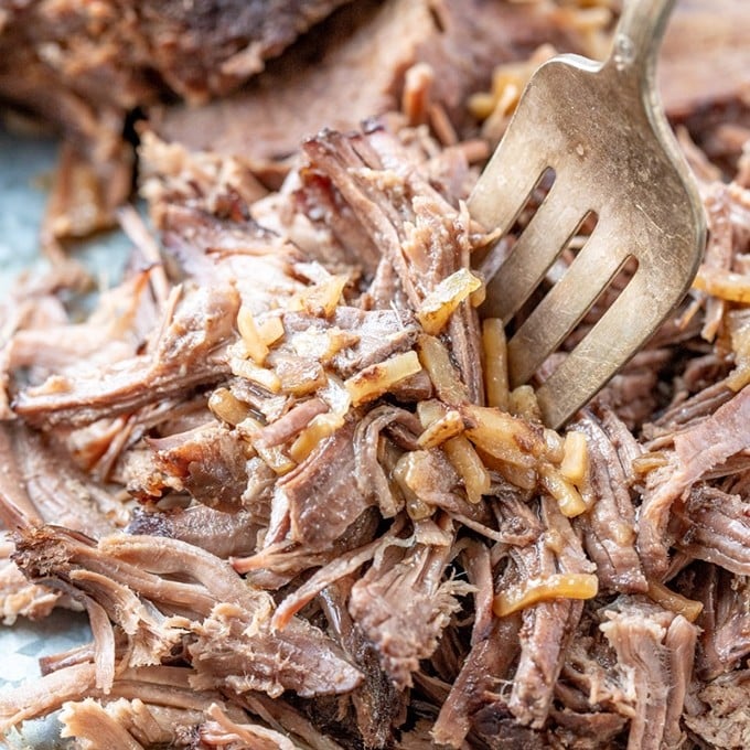 shredded beef roasted in foil