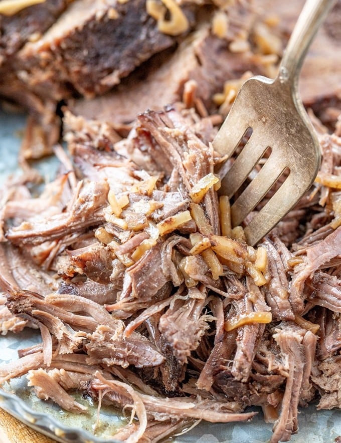 shredded beef roasted in foil