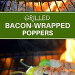 Grilled Bacon-Wrapped Poppers filled with cream cheese, wrapped in bacon, and then grilled to crisp perfection. A delicious medley of creamy, smoky and spicy flavors, they're seriously addicting! Get the easy recipe and helpful tips on how to make them perfectly!