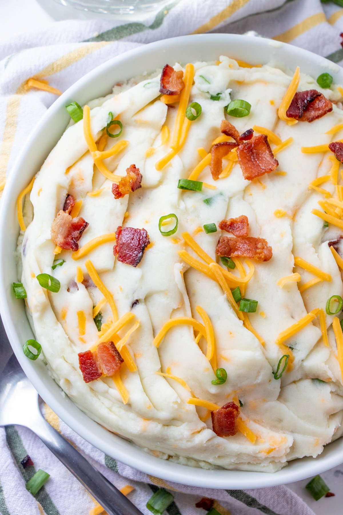 Loaded Mashed Potatoes in a white bowl
