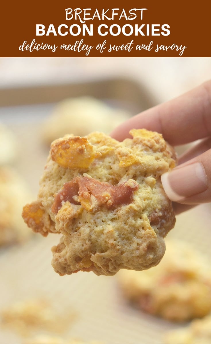 Breakfast Bacon Cookies with crisp bacon and cornflakes are the ultimate treat to kick-start your morning. They're crisp, chewy and a delicious medley with sweet and savory!