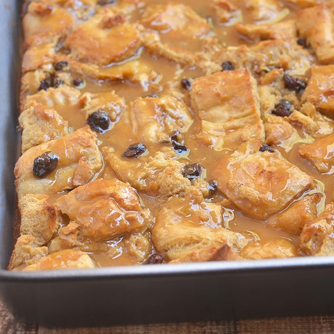 Bread Pudding with Citrus Caramel Sauce is the perfect use for your day-old french bread loaf. It's crunchy on top yet luscious underneath and slathered with a delicately sweet citrus caramel sauce, it's a quick and simple dessert everyone will love!