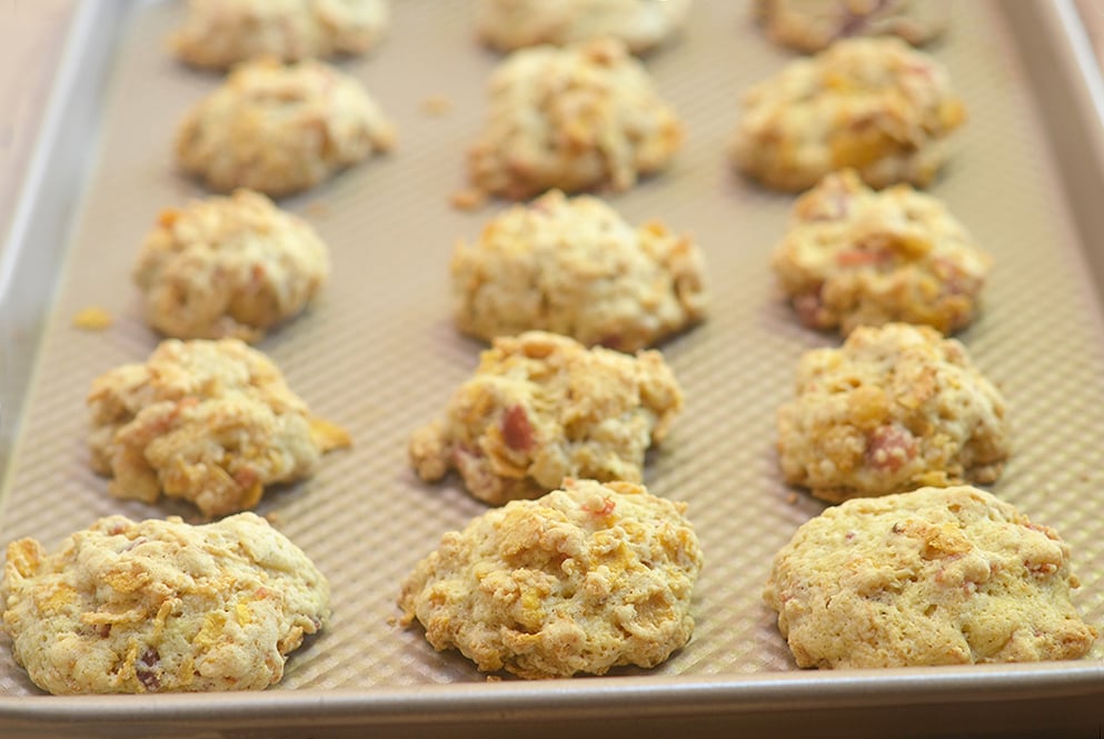 Breakfast bacon cookies with crisp bacon and cornflakes are a delicious medley of sweet and savory!