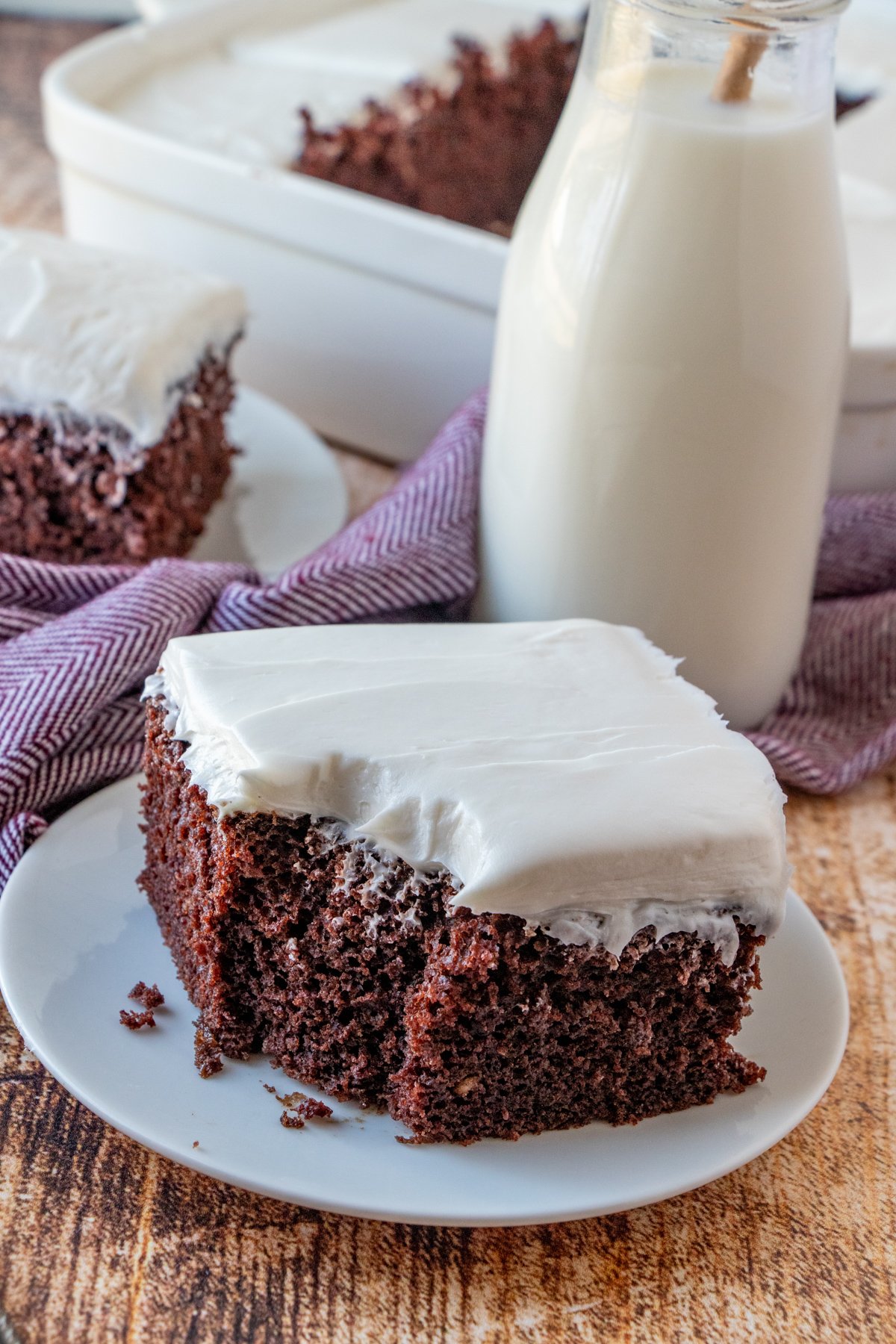 depression cake on a white serving plate