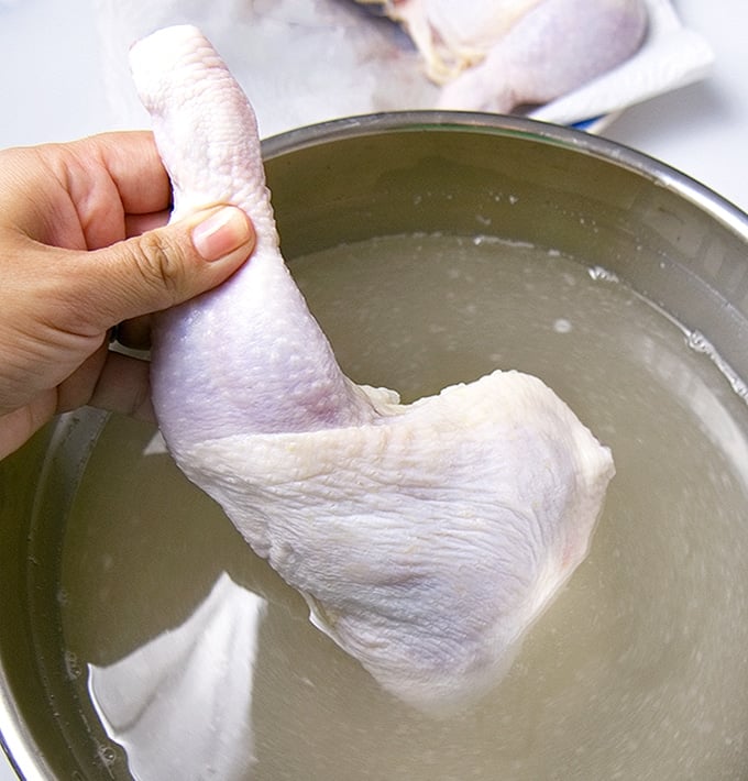 brining chicken thighs in saltwater solution