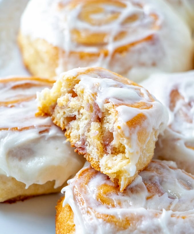 Crescent Roll Danishes with raspberry cheese filling and cream cheese frosting