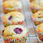 Cherry Lemon Muffins on a cooling rack