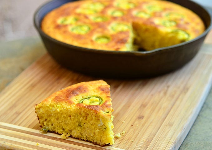 Serve up a slice of this delicious jalapeno cornbread--the perfect side with a bowl of chili or stew!