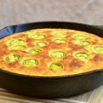 Jalapeno skillet cornbread generously studded with jalapenos. Soft, moist with a kick of spice, it's the perfect pair for hearty bowls of chili or stew!