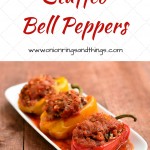 Stuffed Bell Peppers are filled with a moist ground beef and cooked in a homemade tomato sauce