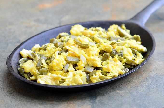 Nopales con huevos is a classic Mexican dish made with prickly pear cactus and scrambled eggs. Packed with protein and amazing nutrients, it's a nutritious and delicious breakfast you'll love waking up to!