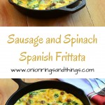 Sausage and Spinach Spanish Frittata is a delicious breakfast treat made with potatoes, sausage, spinach and cheese