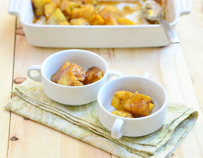 Baked Sweet Potato Casserole with Sherry made with Japanese sweet potatoes. Delicious as dessert or side dish!