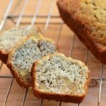 sliced mini banana bread loaves on a baking rack