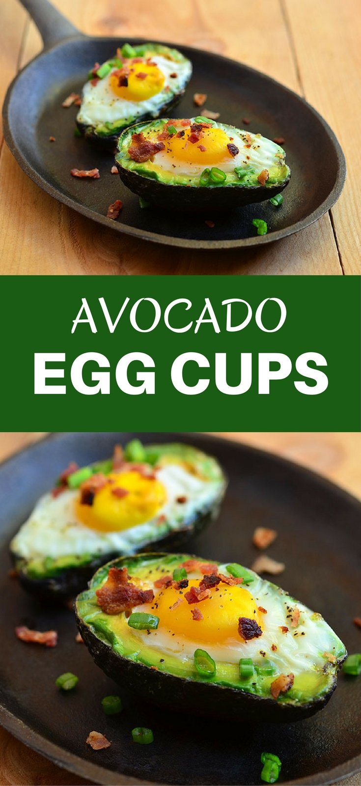 Avocado Egg Cups with runny yolks, crisp bacon, and green onions nestled in creamy avocados. They are a simple yet satisfying breakfast treats everyone would love waking up for!