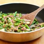 sauteed asparagus and mushrooms with red onions