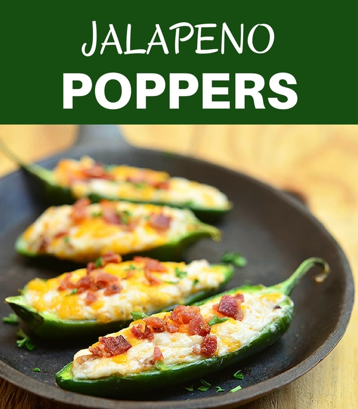 Jalapeno Poppers are stuffed with a mixture of cream cheese, shredded cheddar, and crumbled bacon and then baked until gooey and bubbly. Creamy and spicy, they're like a party in your mouth!