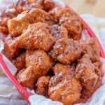 Cajun Buffalo Chicken Bites in a red serving basket