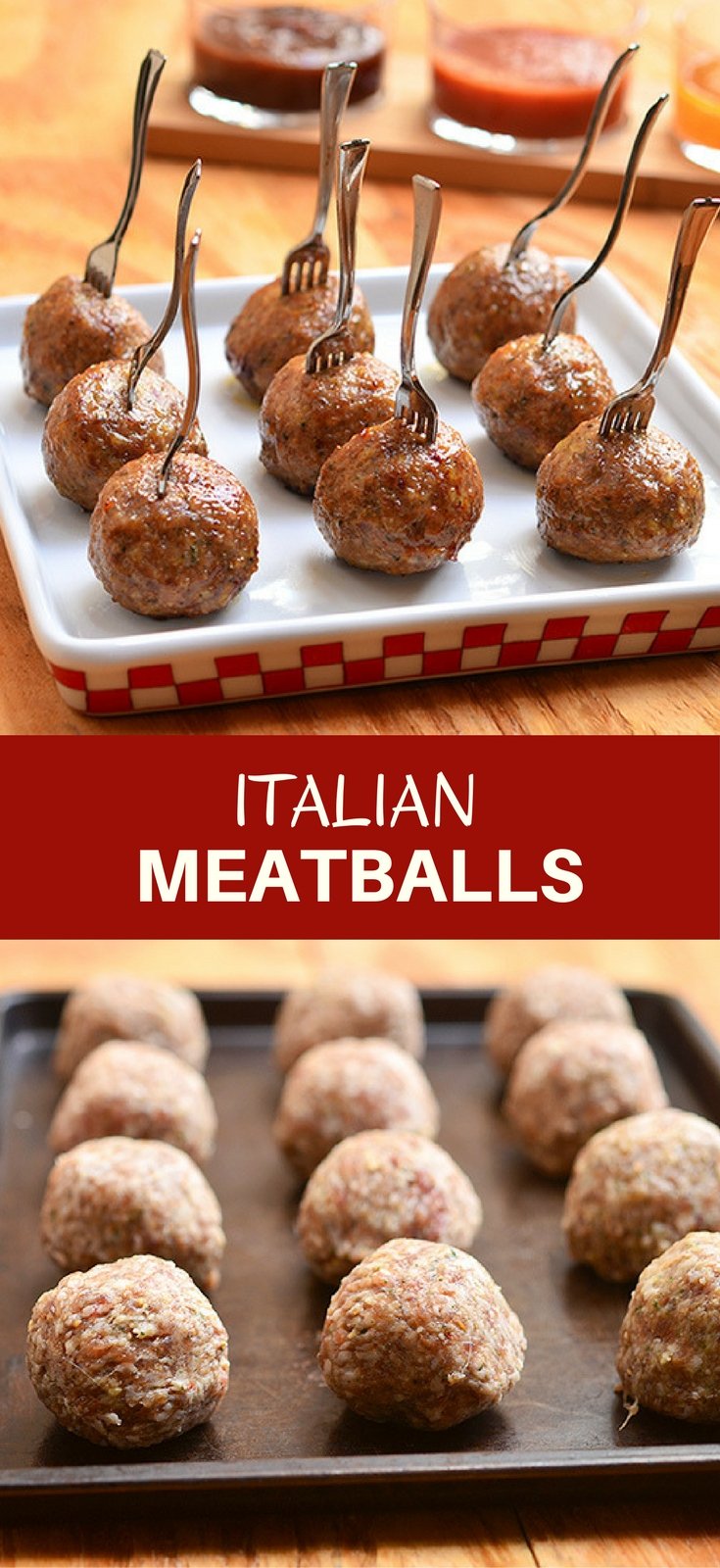 Italian meatballs perfect as party appetizers with dipping sauces or served over pasta with hearty marinara sauce. Learn the easy tips on how to make them super moist and flavorful!