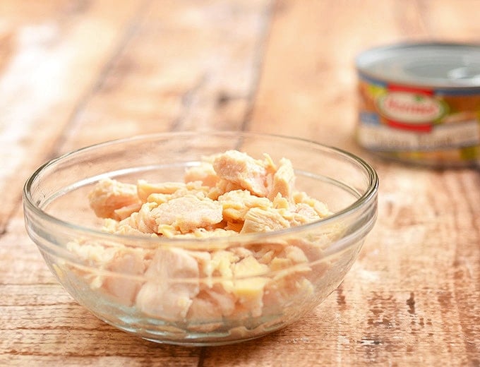 Canned Hormel chicken breast is flavorful and includes large, meaty chunks of chicken--perfect for fiesta chicken chili. 