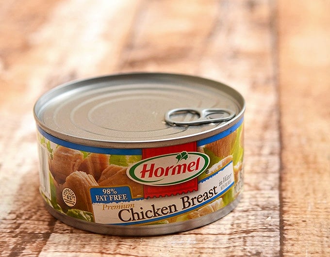 Canned Hormel chicken breast is the perfect easy base for this delicious fiesta chili. 