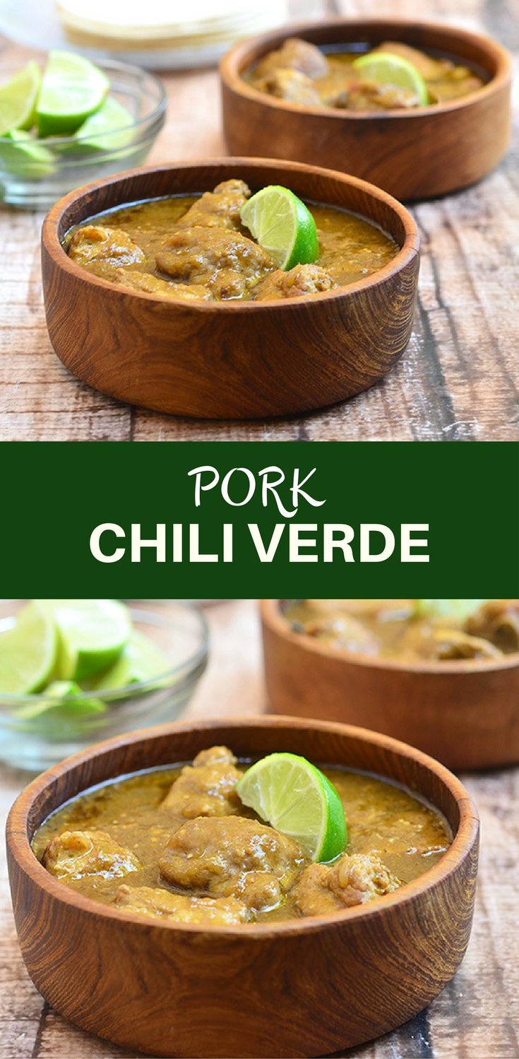Pork Chili Verde made with pork ribs in a spicy tomatillo sauce. Hearty and delicious, this spicy stew is amazing with rice and warm corn tortillas!