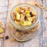 Tropical Granola Clusters in a clear mason jar