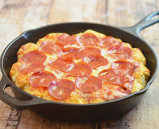 Bubble Pizza is a quick and easy pan pizza made with only 4 ingredients and in less than 30 minutes! It's fun party or snack option everyone will devour!