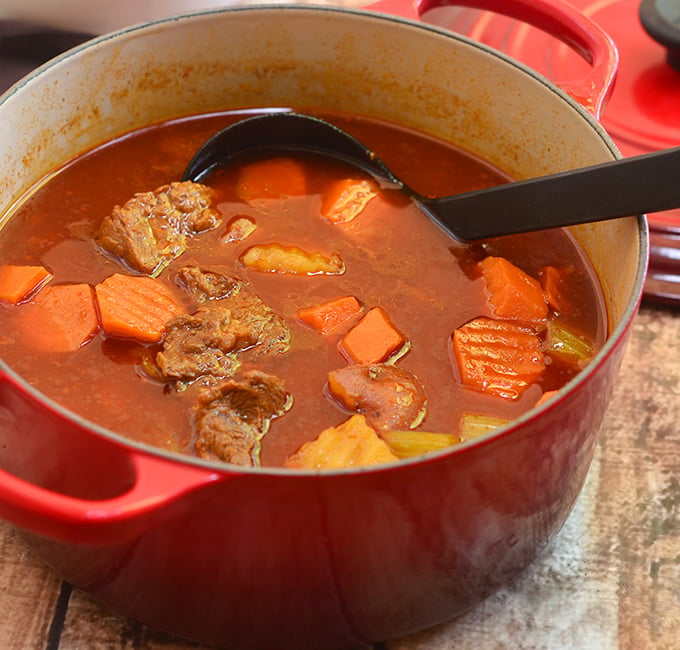 Homestyle Beef Stew is the ultimate cold weather comfort food. Chock-full of tender beef, chunky vegetables, and a flavorful broth, it's hearty and delicious!