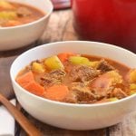 Homestyle Beef Stew is the ultimate cold weather comfort food. Chock-full of tender beef, chunky vegetables, and a flavorful broth, it's hearty and delicious!