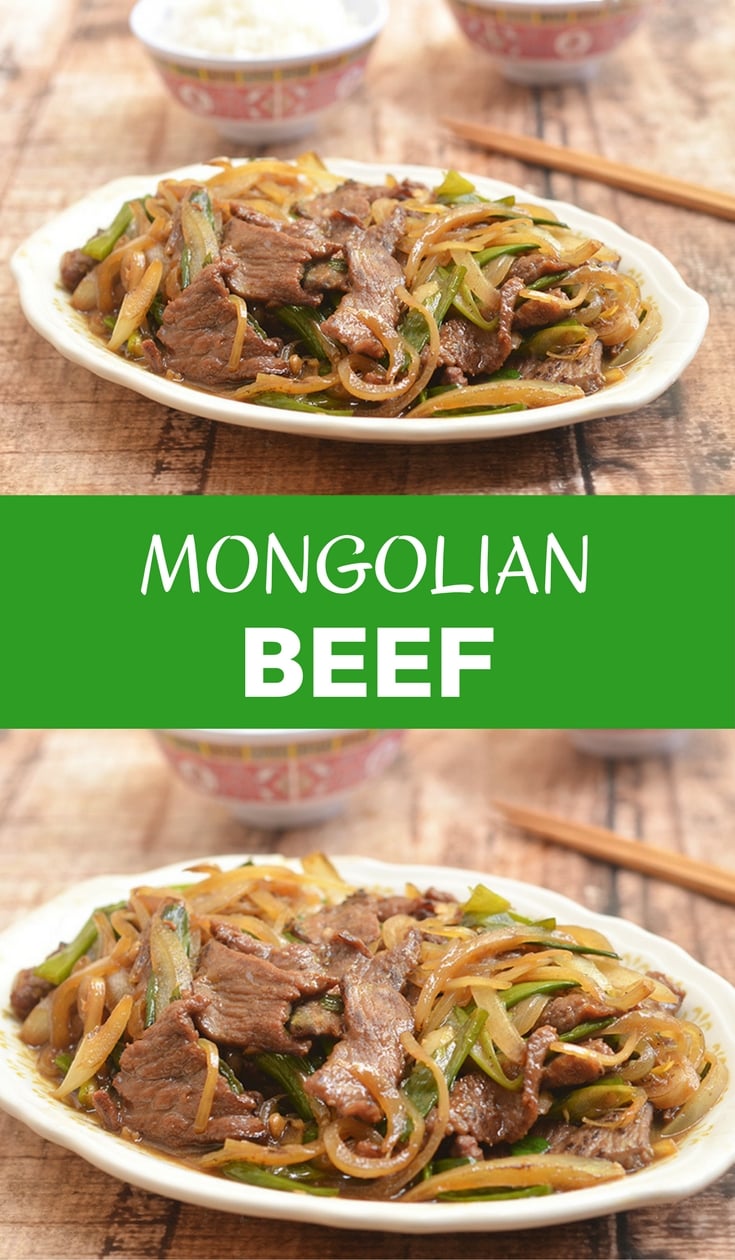 Mongolian Beef is a delectable medley of tender beef and fragrant scallions in a sweet and savory sauce; so easy to make at home yet so much better than take-out!