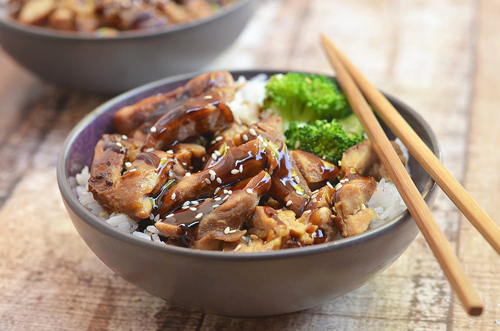 This chicken teriyaki bowl is a healthier version of your favorite takeout dinner. 