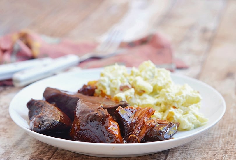 Slow Cooker Country Style Ribs with BBQ sauce cooked until juicy and tender