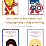 FREE End of the School Year Thank You Note Cards Printables; the kids will love using these to write to their best buddies in school!