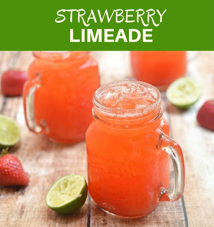 Strawberry Limeade is a refreshing summer drink made with freshly-squeezed lime juice, pureed strawberries and simple syrup. It's fresh, tangy, fruity and the perfect way to beat the heat.