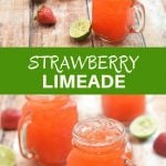 Strawberry Limeade is a refreshing summer drink made with freshly-squeezed lime juice, pureed strawberries and simple syrup. It's fresh, tangy, fruity and the perfect way to beat the heat.