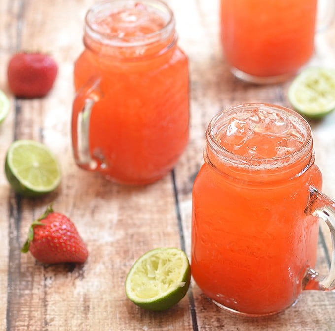 Strawberry Limeade is a refreshing summer drink made with freshly-squeezed lime juice, pureed strawberries, and simple syrup. It's fresh, tangy, fruity and the perfect way to beat the heat.